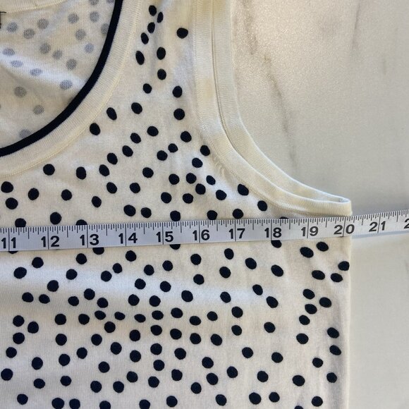 Talbots Sweater Tank White Black Polka Dot Cotton Blend Preppy Minimalist Size X - Picture 6 of 7